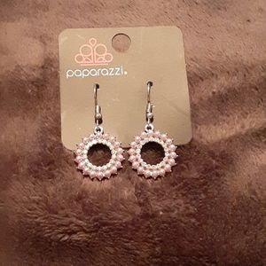 Pearl and diamond circle earring